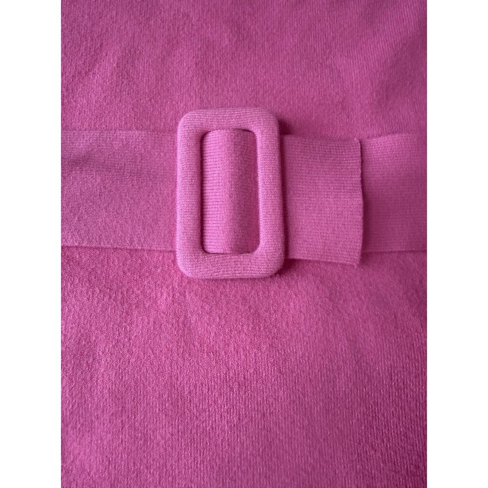 Pink‎ Knit Belted Balloon Sleeve Mock Neck Mini Sweater Dress Size L - Picture 7 of 11